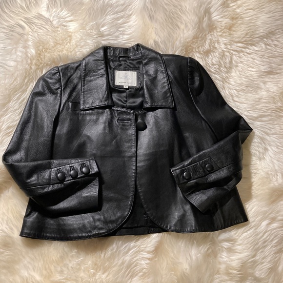Madison Marcus Jackets & Blazers - Madison Marcus black leather cropped dress coat jacket bolero style 🖤 NWOT